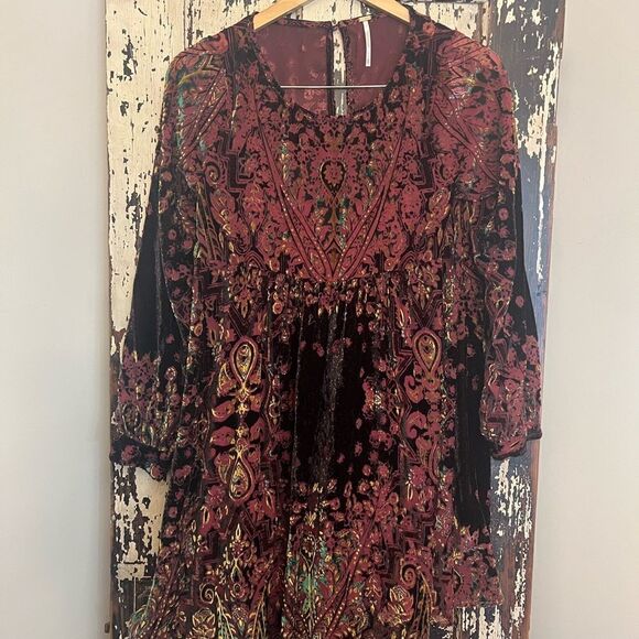 Free People Boho Velvety swing dress. Size XS. - Picture 1 of 8